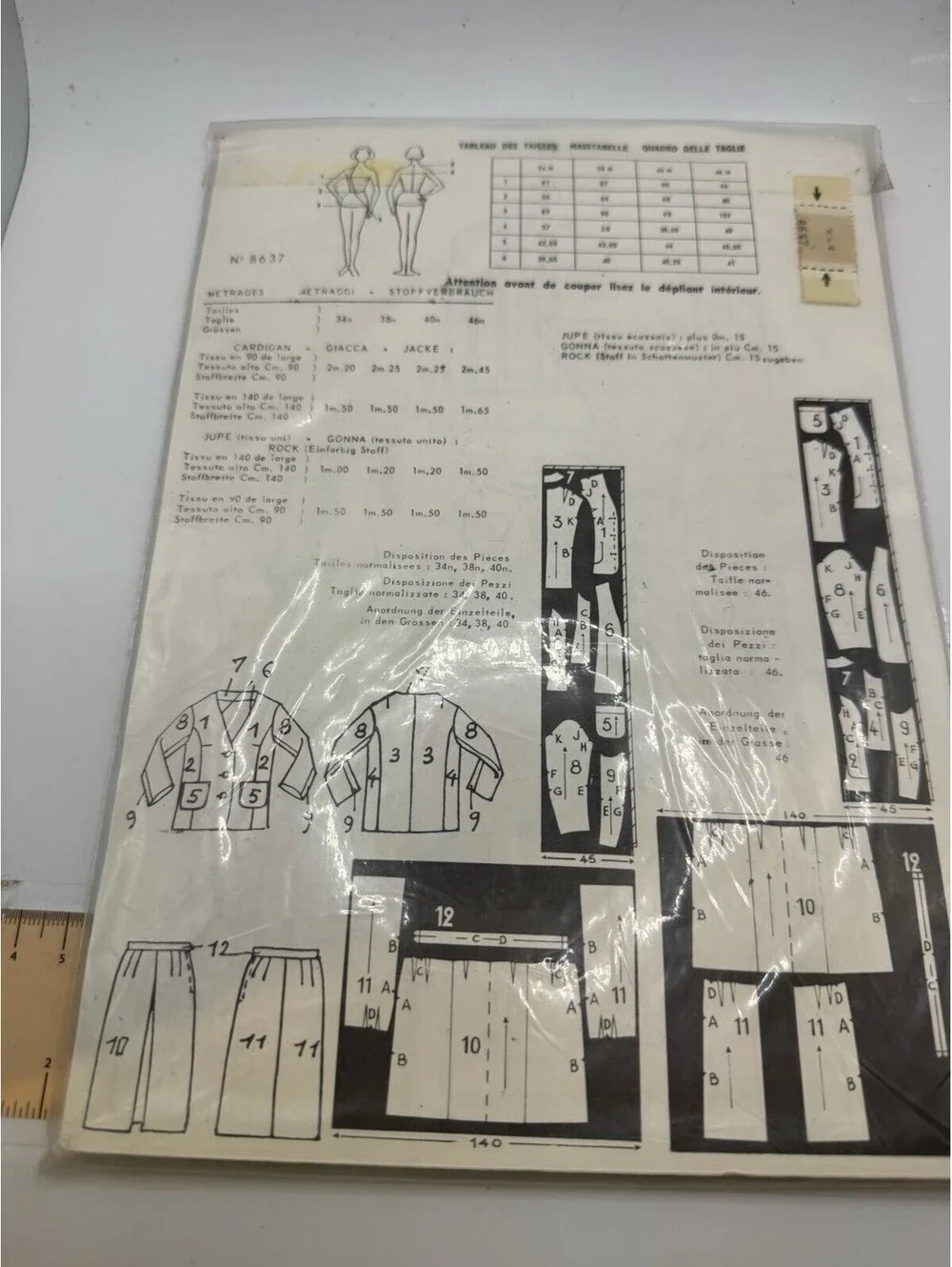 Vintage Jardin des Modes sewing pattern Patron Luxe Cardigan